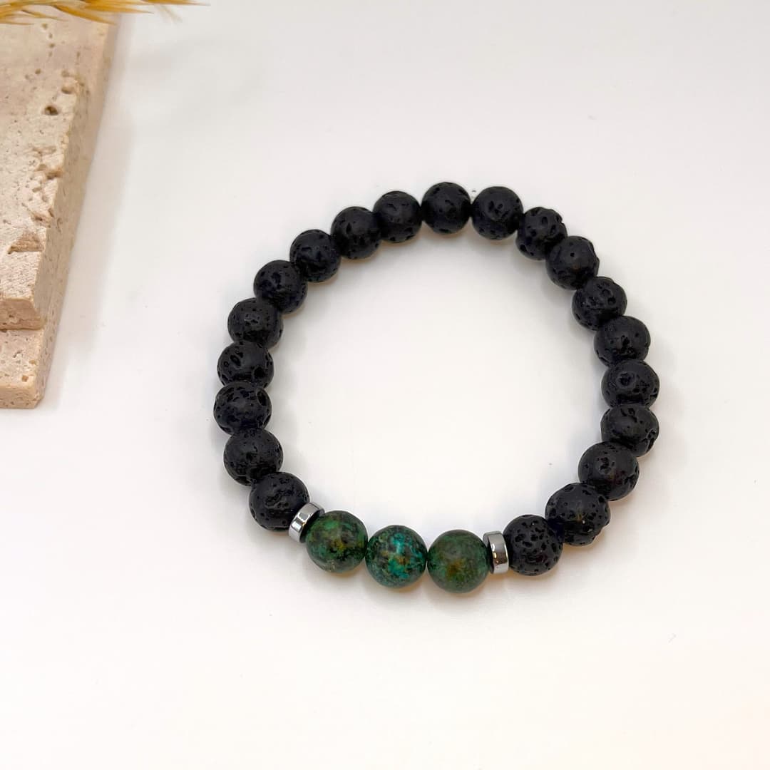 African Turquoise and Lava Stone Blend Bracelet