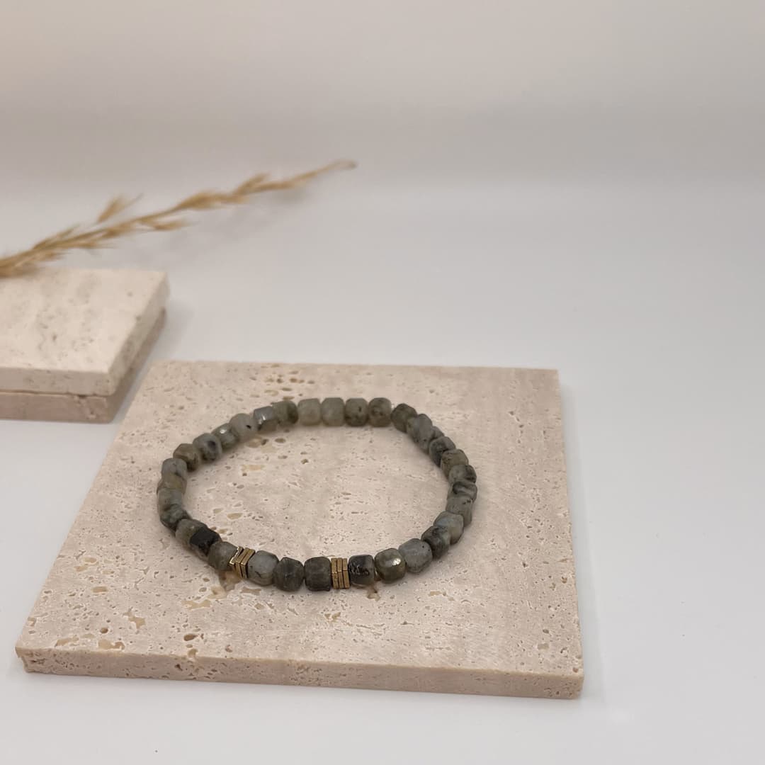 Dark Green Labrodite Stone Bracelet