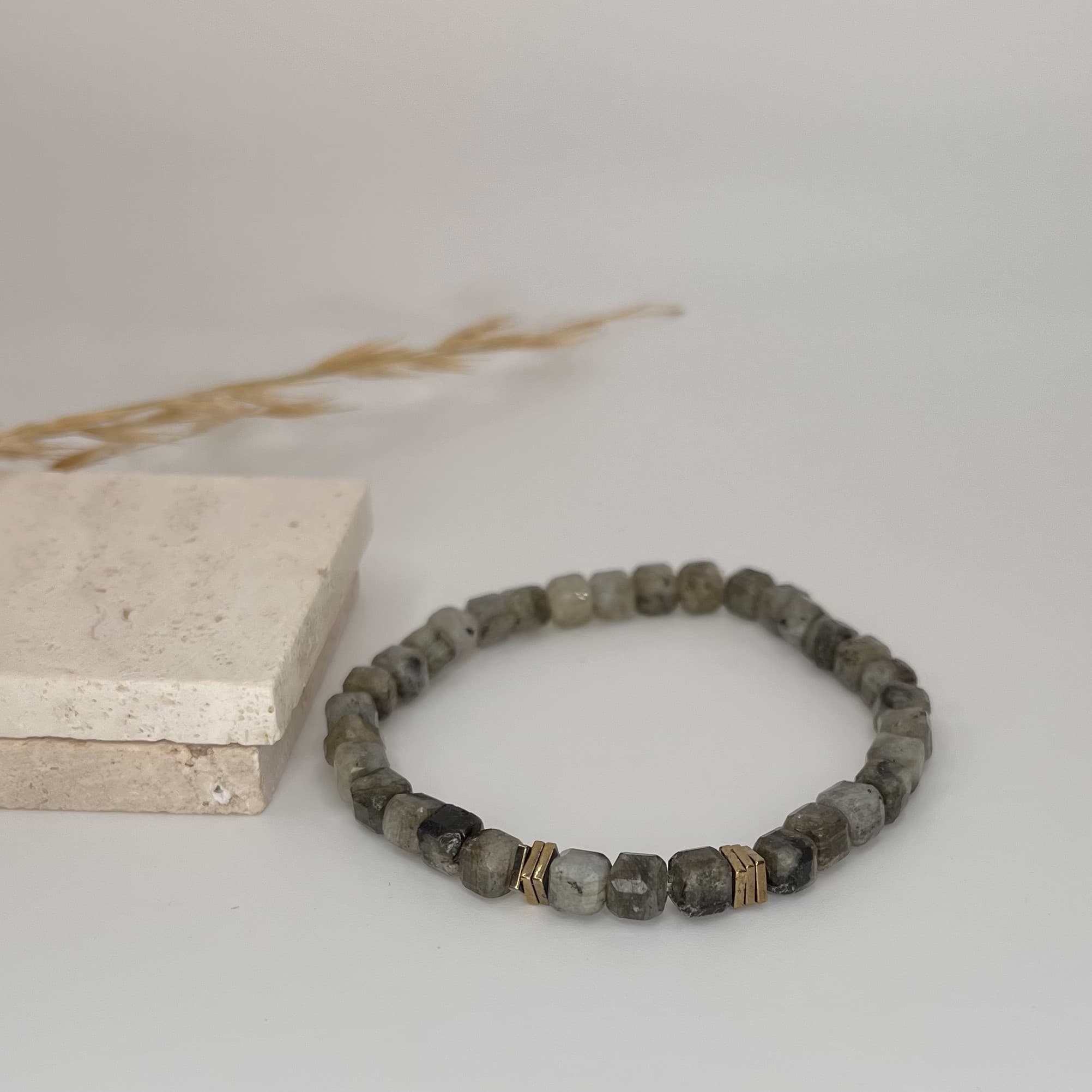 Dark Green Labrodite Stone Bracelet